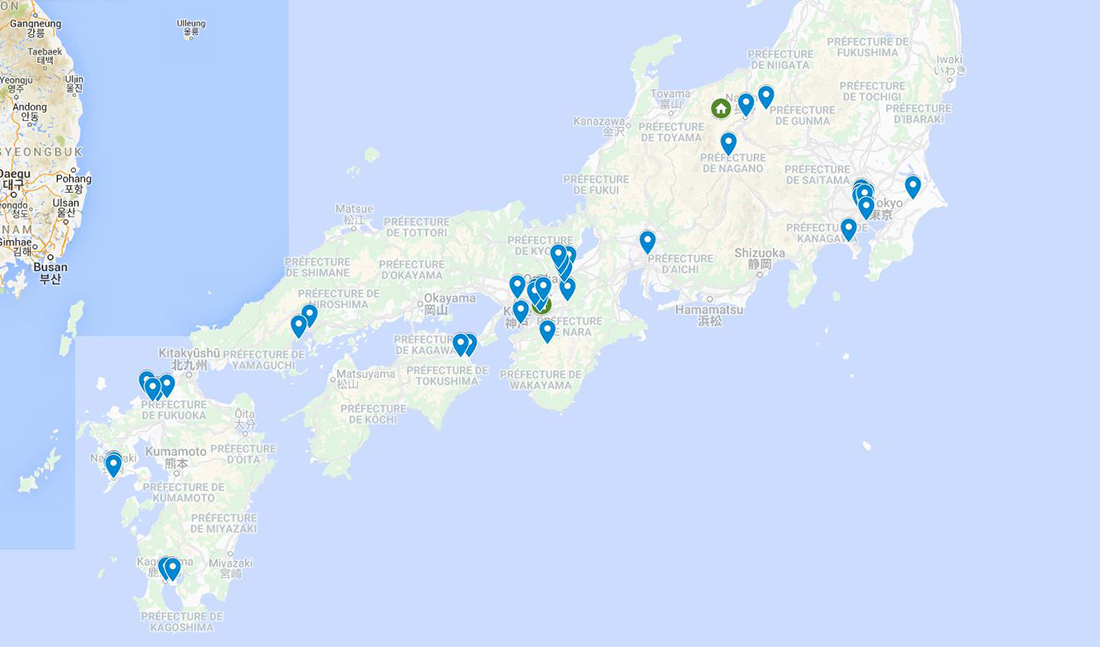 Carte Japon visites