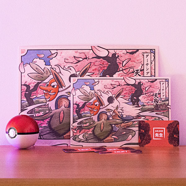 Acheter illustration estampe japonaise Pokémon Tengalice Tengu