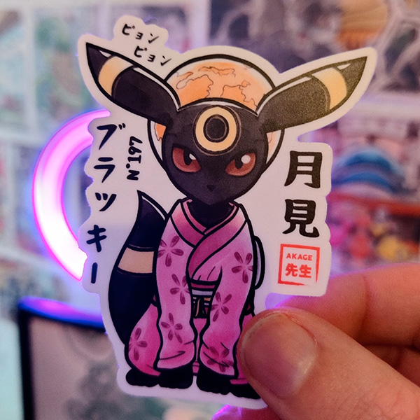 Acheter sticker autocollant estampe japonaise Pokémon Noctali Akage Sensei tsukimi lune lapin