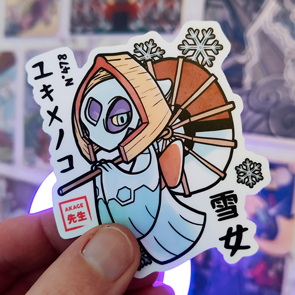 Acheter sticker autocollant estampe japonaise Pokémon Momartik Akage Sensei yuki onna neige flocon ombrelle