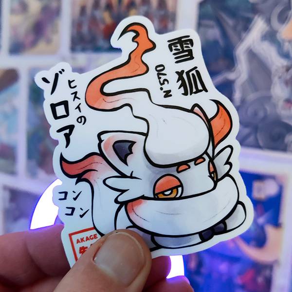 Acheter sticker autocollant estampe japonaise Pokémon Zorua Hisui Akage Sensei renard kitsune neige yuki