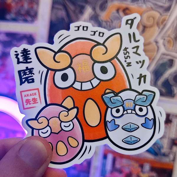 Acheter sticker autocollant estampe japonaise Pokémon Darumarond Akage Sensei daruma voeux chance bonheur