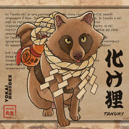 Livre Yokaidex famille cryptide créature esprit tanuki chien viverrin raton laveur