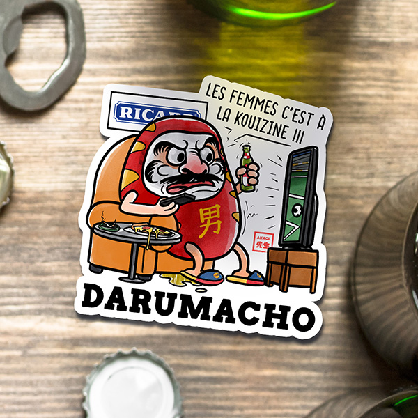 Acheter sticker autocollant yokai Darumacho Akage Sensei daruma machiste macho sexiste mascu beauf ricard foot bière