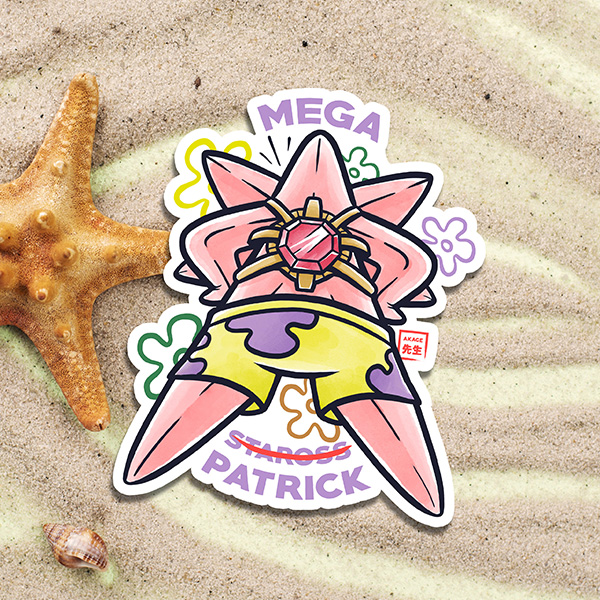Acheter sticker autocollant Pokémon Méga Staross Patrick Akage Sensei bob l'éponge étoile de mer